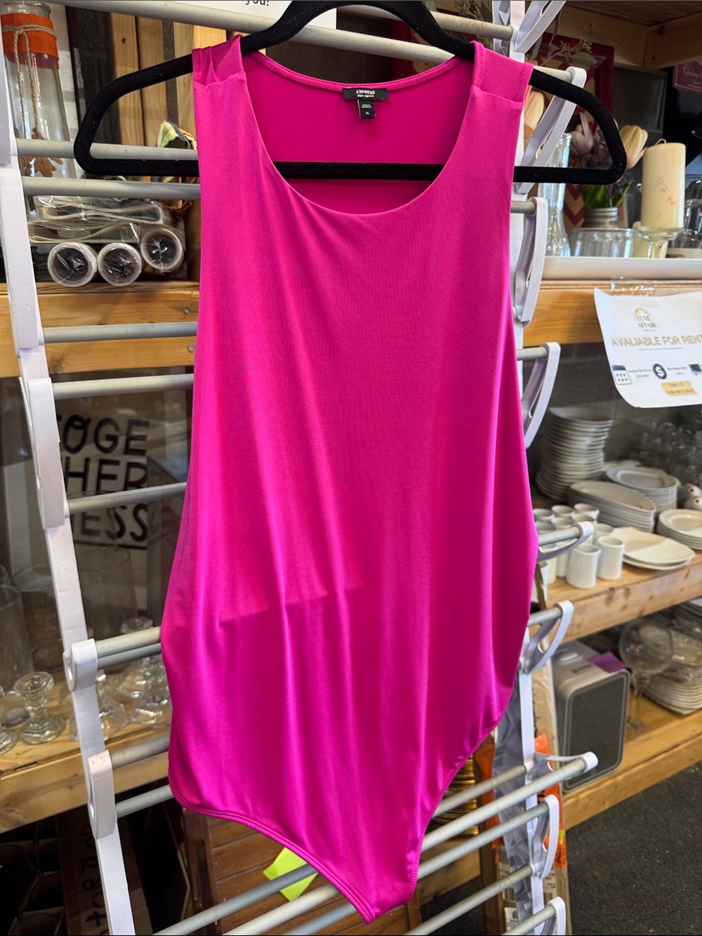 Express Hot Pink Sleeveless Bodysuit